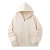 Solid Color Cotton Blends Sweatshirt Zipper Loop Knit Hooded Cardigan Jacket Loose Hoodie Team Uniform Work Advertising Hoodies Coat