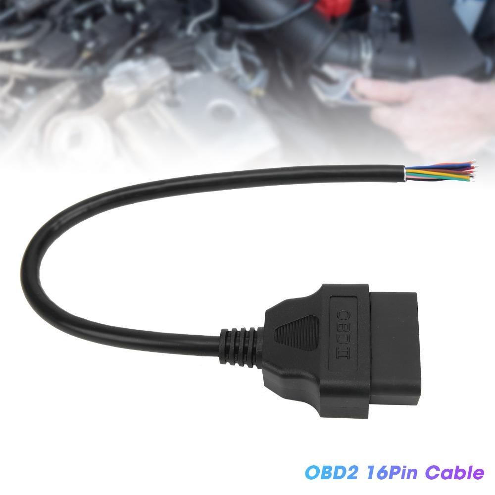 30cm / 11.8Inch Diagnostic Tool Cable 16 Pin Male OBD2 Pigtail Diagnostic Wire Modification