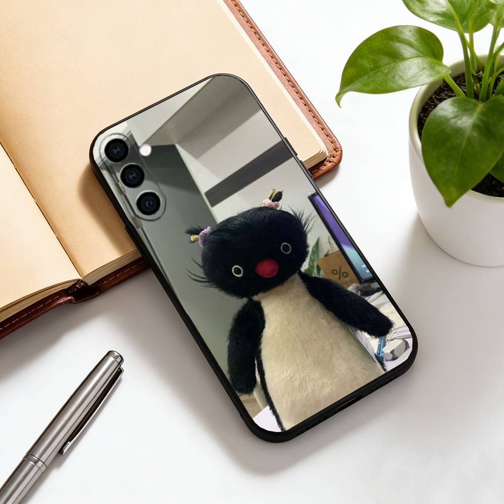 Милый мультяшный пингвин Чехол для телефона Для Samsung Galaxy A73, A72, A71, A70, A53, A52, A51, Другие Мягкий Черный Чехол