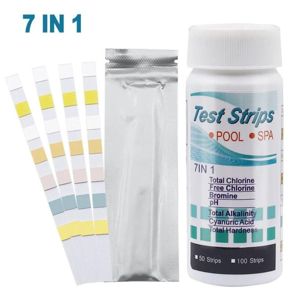 100Pcs 7in1 Swimming Pool Test Strips Convenient PH Water Quality Test Paper Water Test To Detect