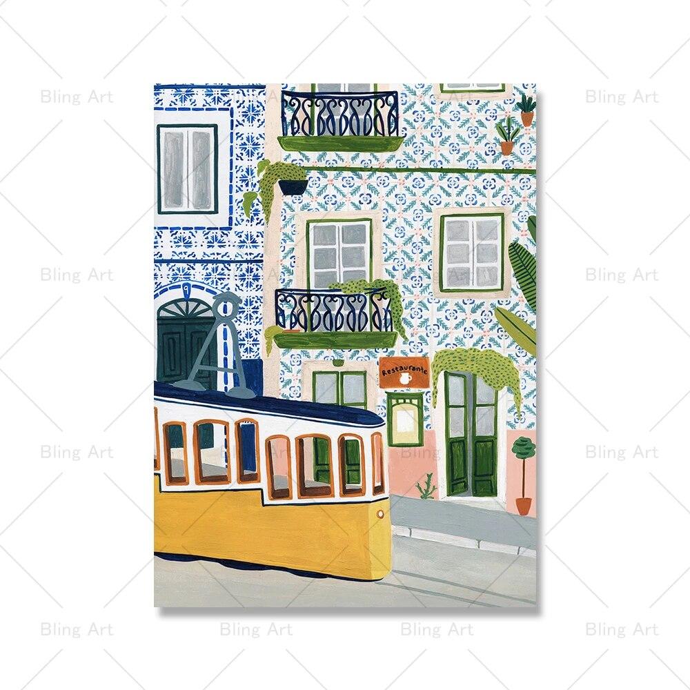 Nordic Vintage Travel City Poster Paris Lisbon Japan Landscape Art Canvas Painting Housewarming Gift Wall Pictures Home Decor No Frame