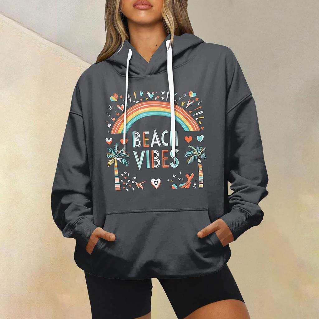 Women's Fashion Casual Long Sleeve Hooded Printed Sweatshirt