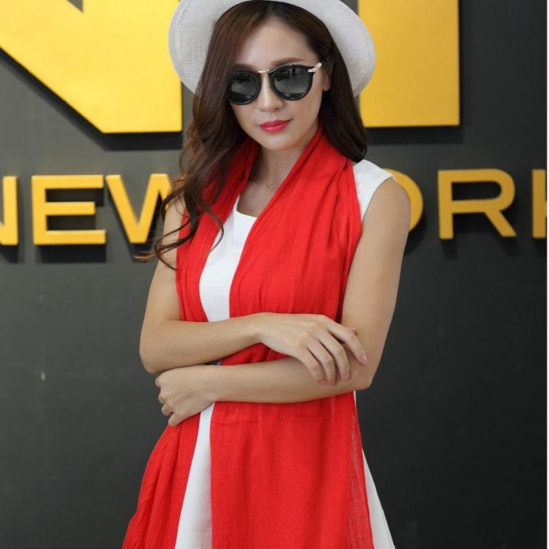 Imitation Cashmere Club Gift Print Lgo Embroidery Solid Color Double-sided Velvet Big Red Scarf Women's Shawl Fashion