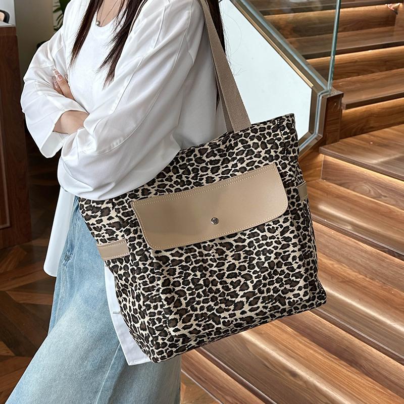 Большая вместительная сумка через плечо с леопардовым принтом, женская сумка-тоут, большая сумка для покупок, дорожная сумка