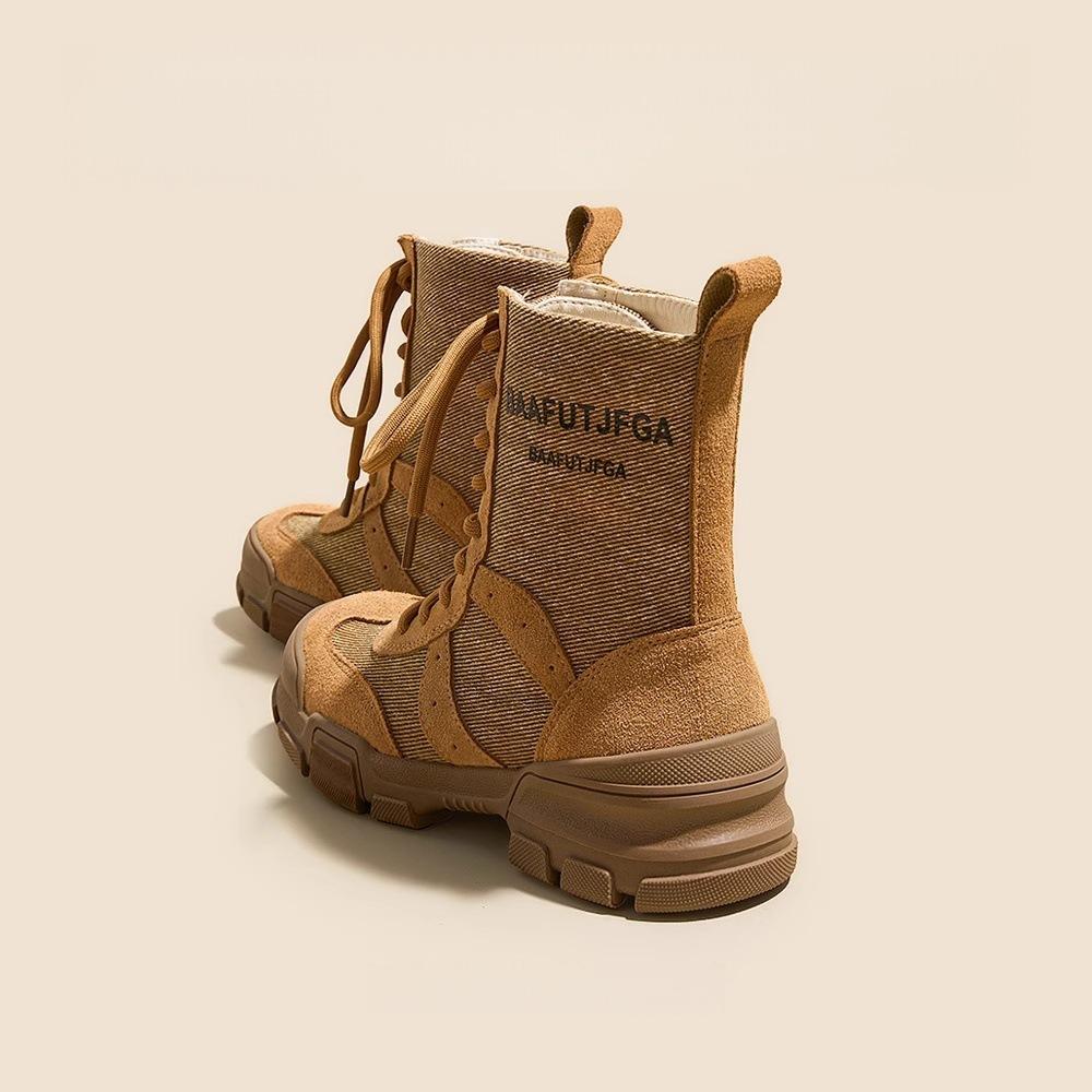 Женские ботинки Мартина для альпинизма на открытом воздухе, лето 2025, новые, на толстой подошве, нескользящие, дышащие, ботинки цвета ревеня, походные парусиновые ботинки для пустыни