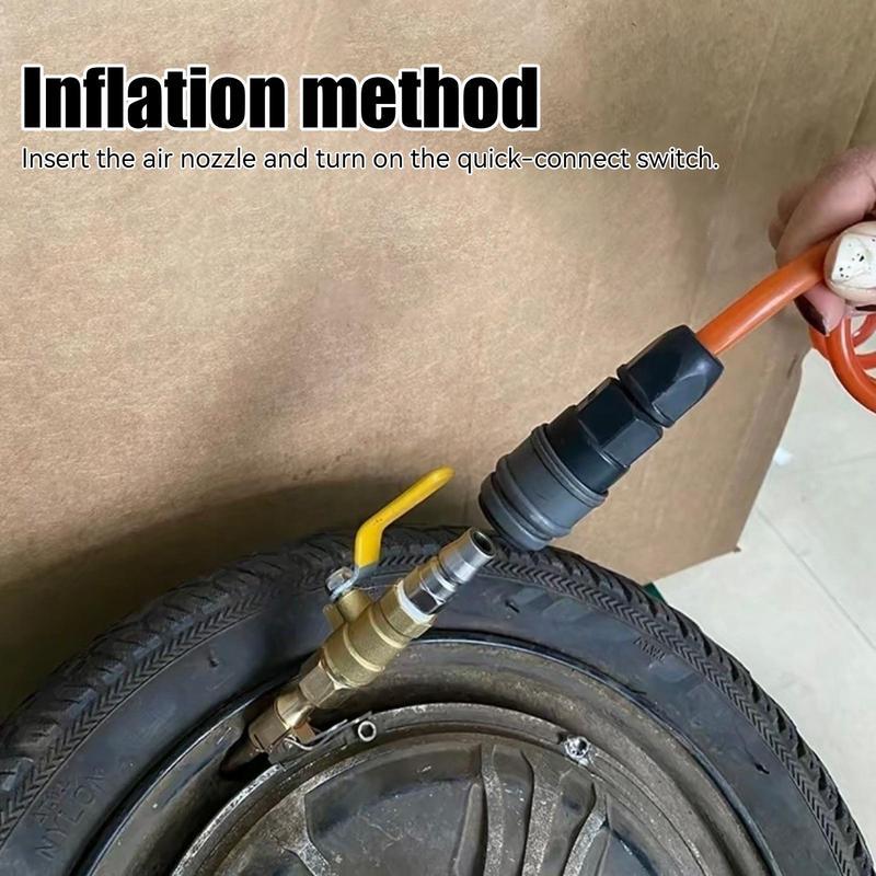 1Pc Car Tire Inflator Nozzle Lock on Tire Inflator Chuck Quick Inflation Hose Nozzle with Valve Air Compressor Adapter for Car