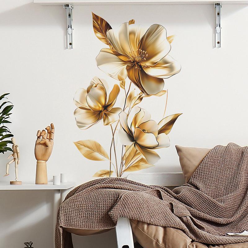Золотой рельефный цветочный декоративный стикер на стену крыльцо спальня гостиная кабинет фон ландшафтный дизайн стикер на стену