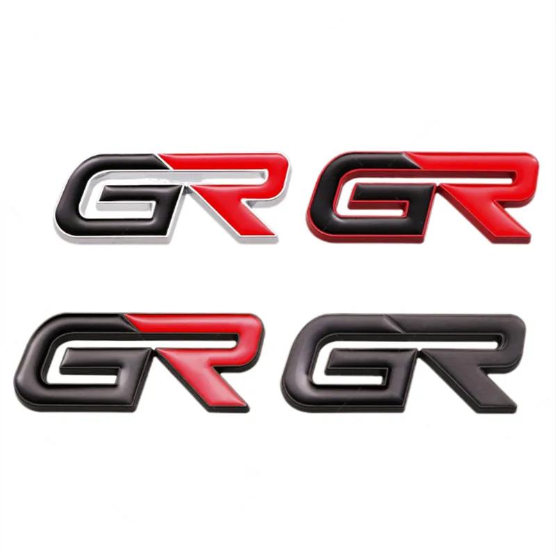 ADE1 3D Metal GR Car Front Grille Emblem Badge Rear Trunk Sticker Decal For Toyota GR Gazoo Sport C-HR RAV4 Mirai Avensis Prado Prius