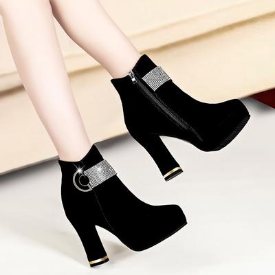 Maogu сексуальные модные женские короткие сапоги на толстом каблуке со стразами, осень-зима 2024, ботильоны на высоком каблуке, Botas De Mujer