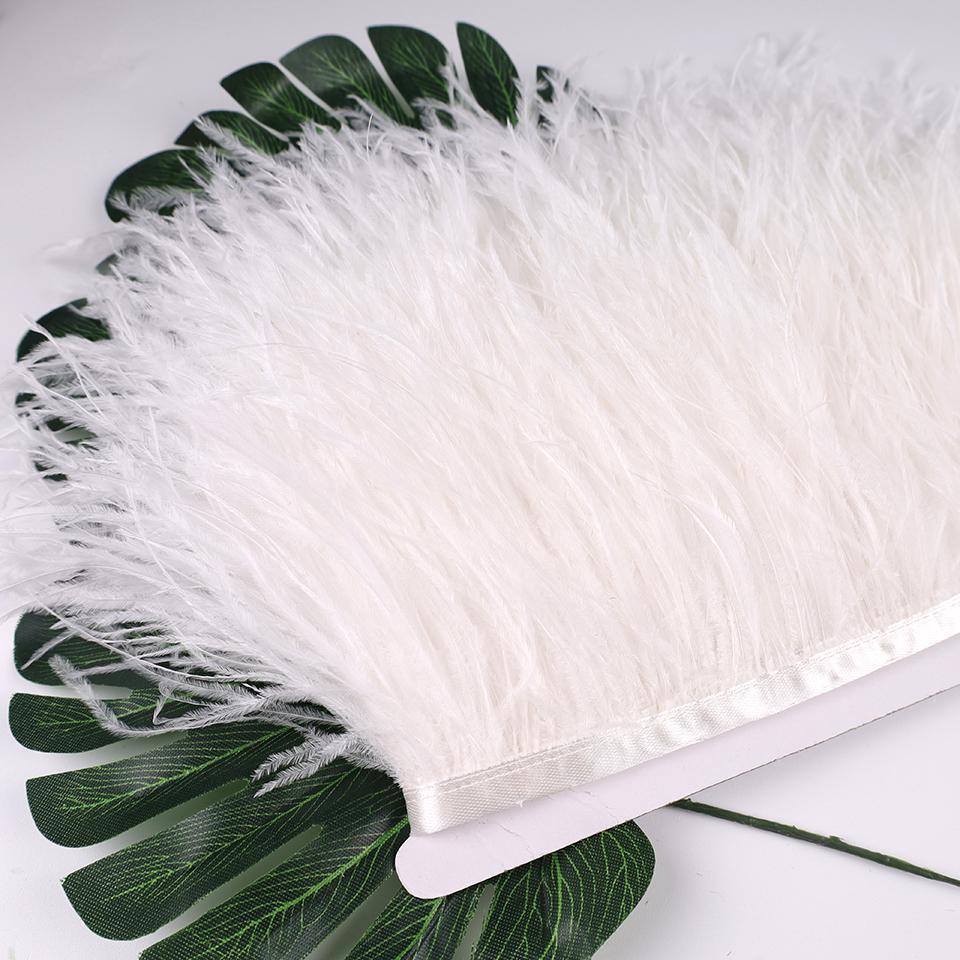 Отделка из перьев страуса 13-18 см, перья на кромке ленты, для DIY, свадебного шитья, украшения платья, поделок, аксессуаров