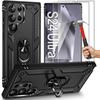 Case and 2 Tempered Glasses - for Samsung Galaxy S24 Ultra - Black - Anti-Scratch - Shockproof - with Stand Ring