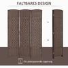 Room Divider 3 Part Foldable Partition Wicker Pattern Pine Wood Brown