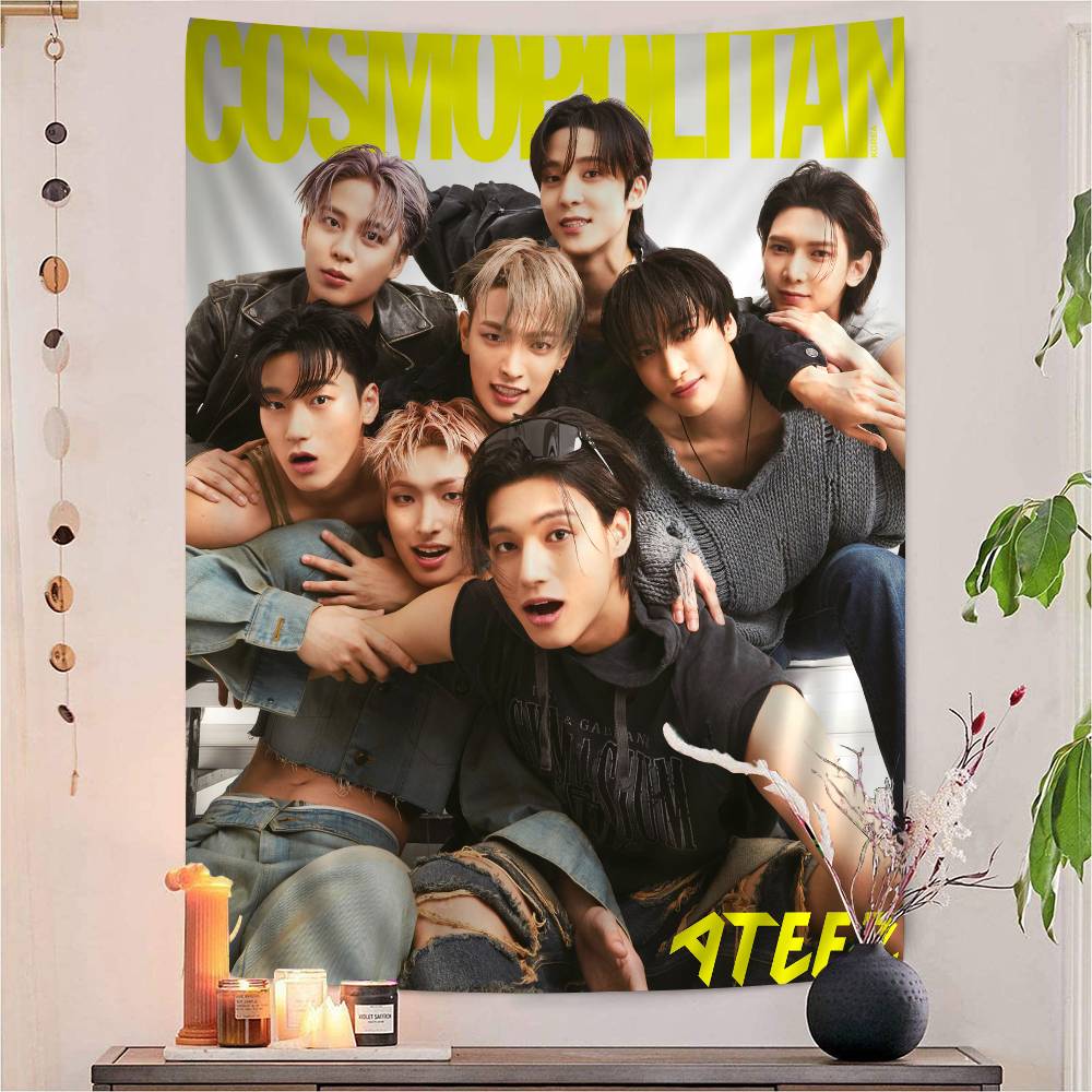 AATEEZ KPOP Tapestry Art Printing Japanese Wall Tapestry Anime Wall Hanging Home Decor