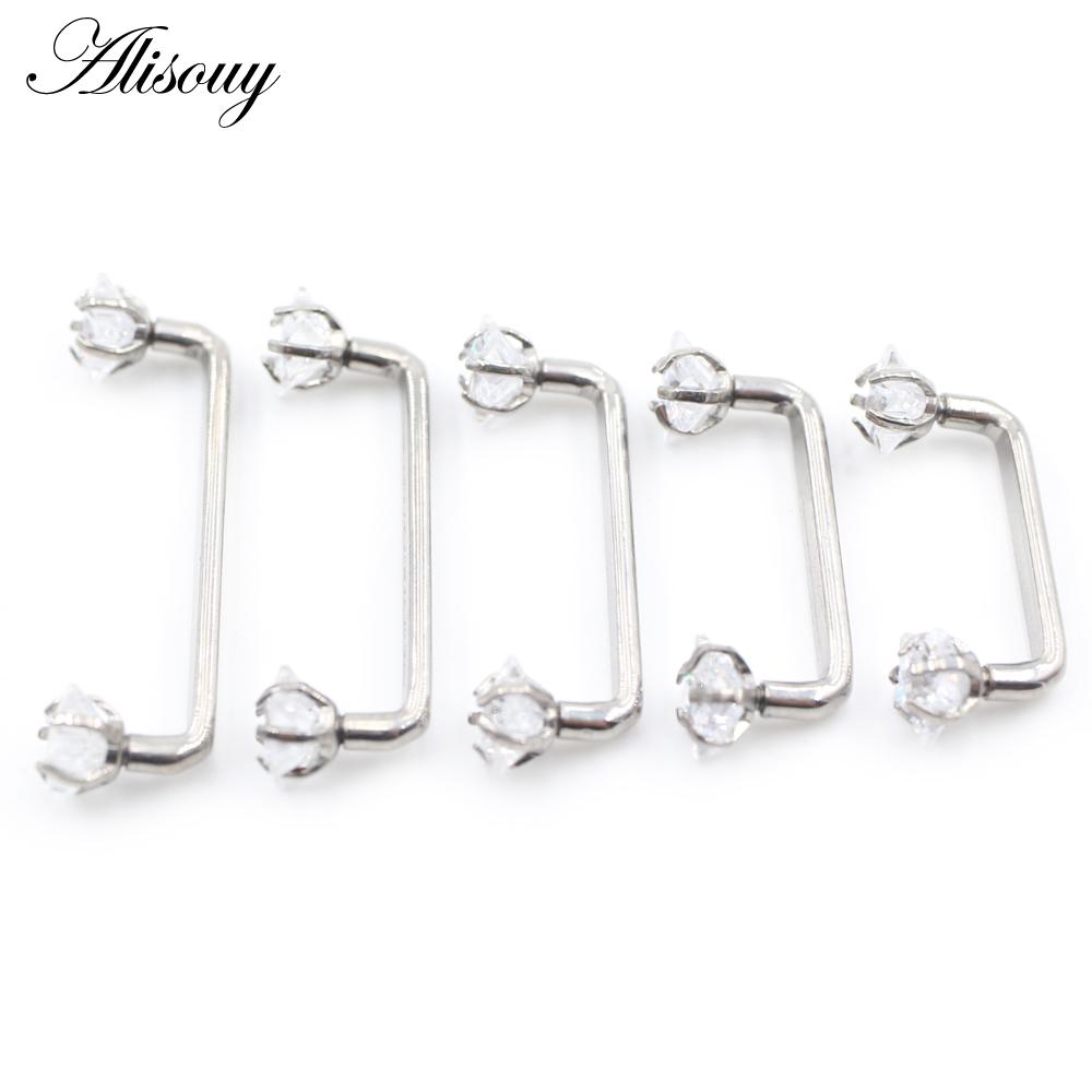 Alisouy 1PC Titanium Heart Star Zircon Threaded Surface Bar Barbell Micro Dermal Anchor Retainers Hide In Skin Piercing Jewelry