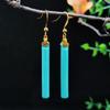 New In Fashionable Turquoise Long Earrings for Women Unique Elegance and Shiny Charm Banquet Wedding Jewelry Simple Eardrop