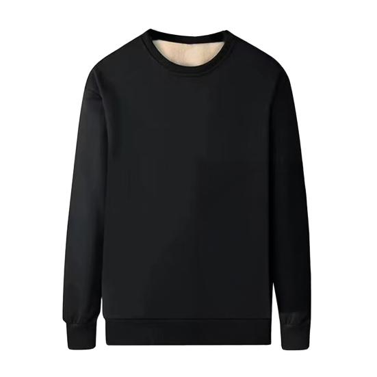 Мужской свитшот на флисовой подкладке, теплый зимний пуловер с круглым вырезом, осенний утолщенный базовый топ для повседневной носки, спорта, улицы, работы