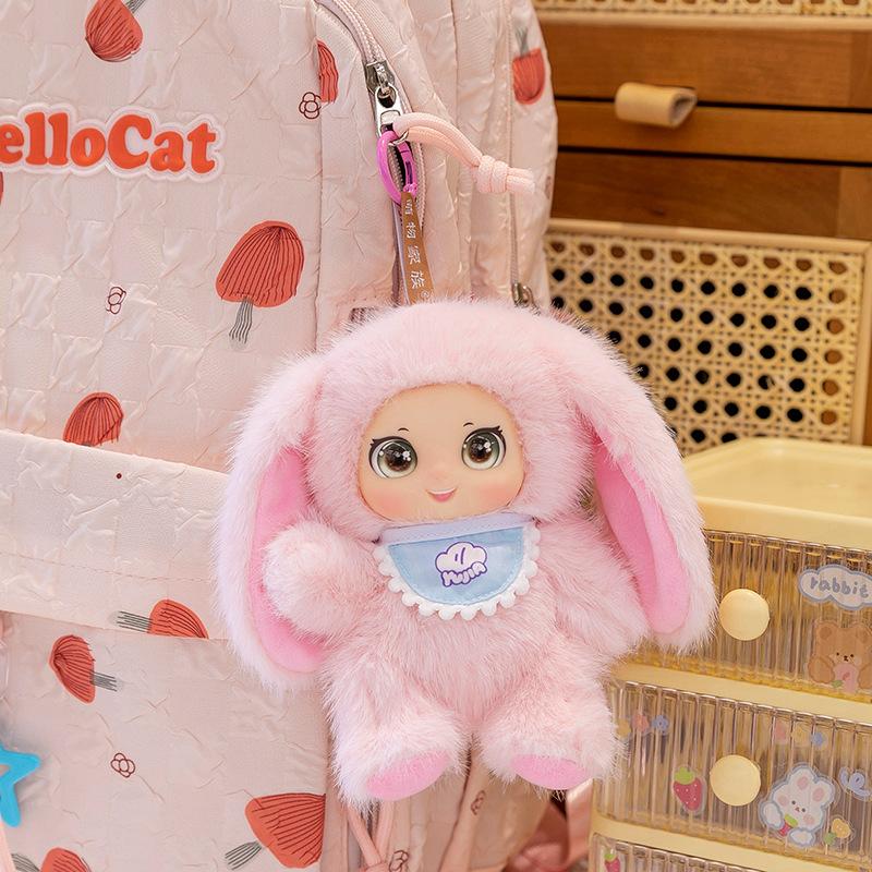 Cute Family Caramel Doll Plush Pendant for Girls Backpack Rabbit Hanging Ornament Frog Lamb Keychain
