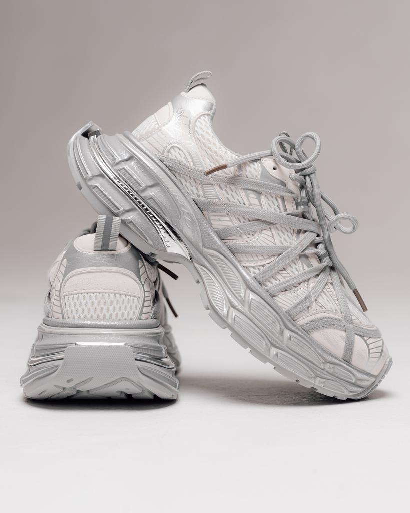 Кроссовки на платформе Allsy 19527 36 серо-молочные кожа текстиль