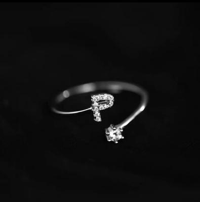 Модное кольцо из серебра 925 пробы с 26 буквами, сверкающий бриллиант, циркон, открытое кольцо, указательный палец, ваше кольцо, ювелирное изделие для дня рождения