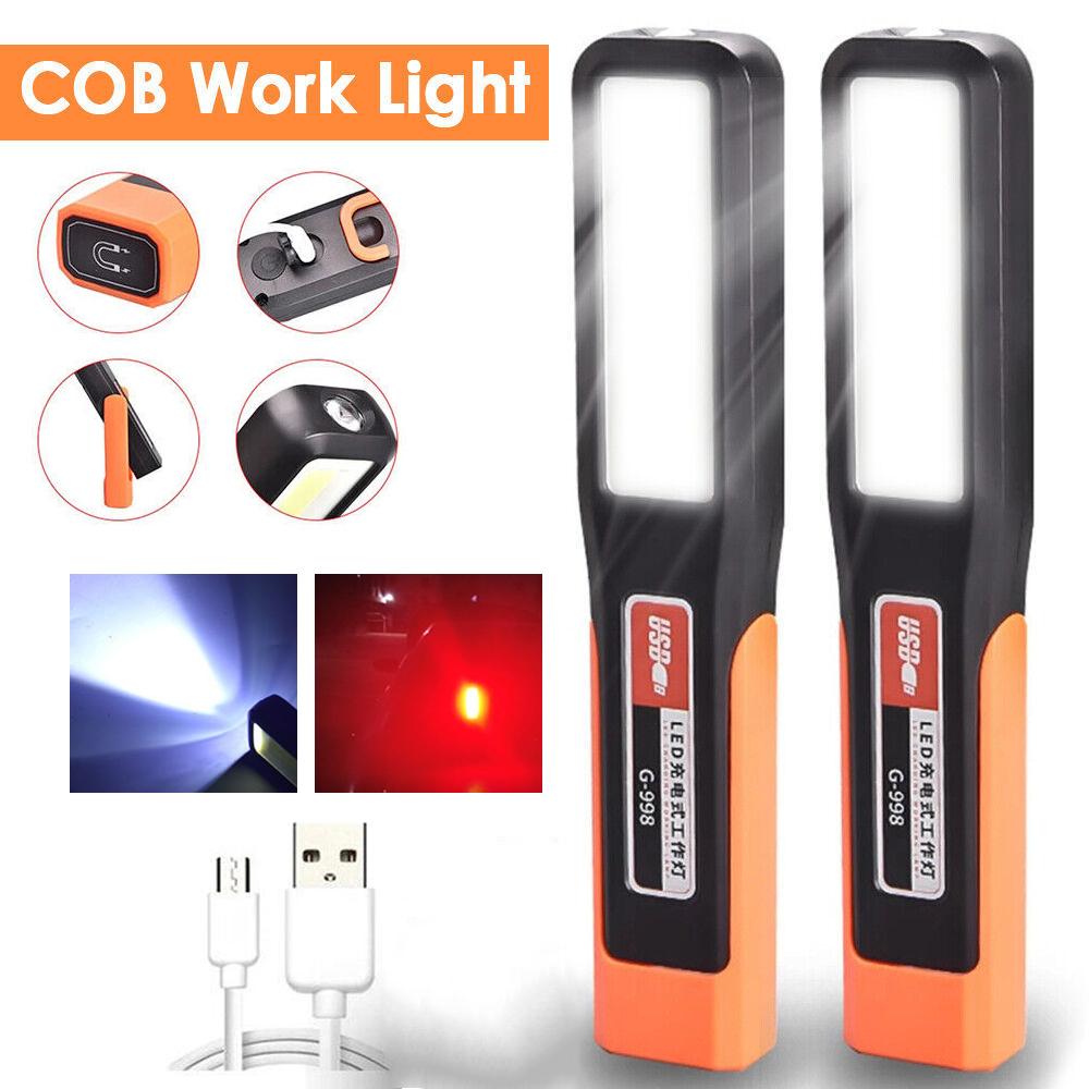 Светодиодный рабочий фонарь с магнитом, фонарь для технического обслуживания, гаражный светильник для механика, лампа для зарядки COB, фонарь для технического обслуживания автомобиля с крючком