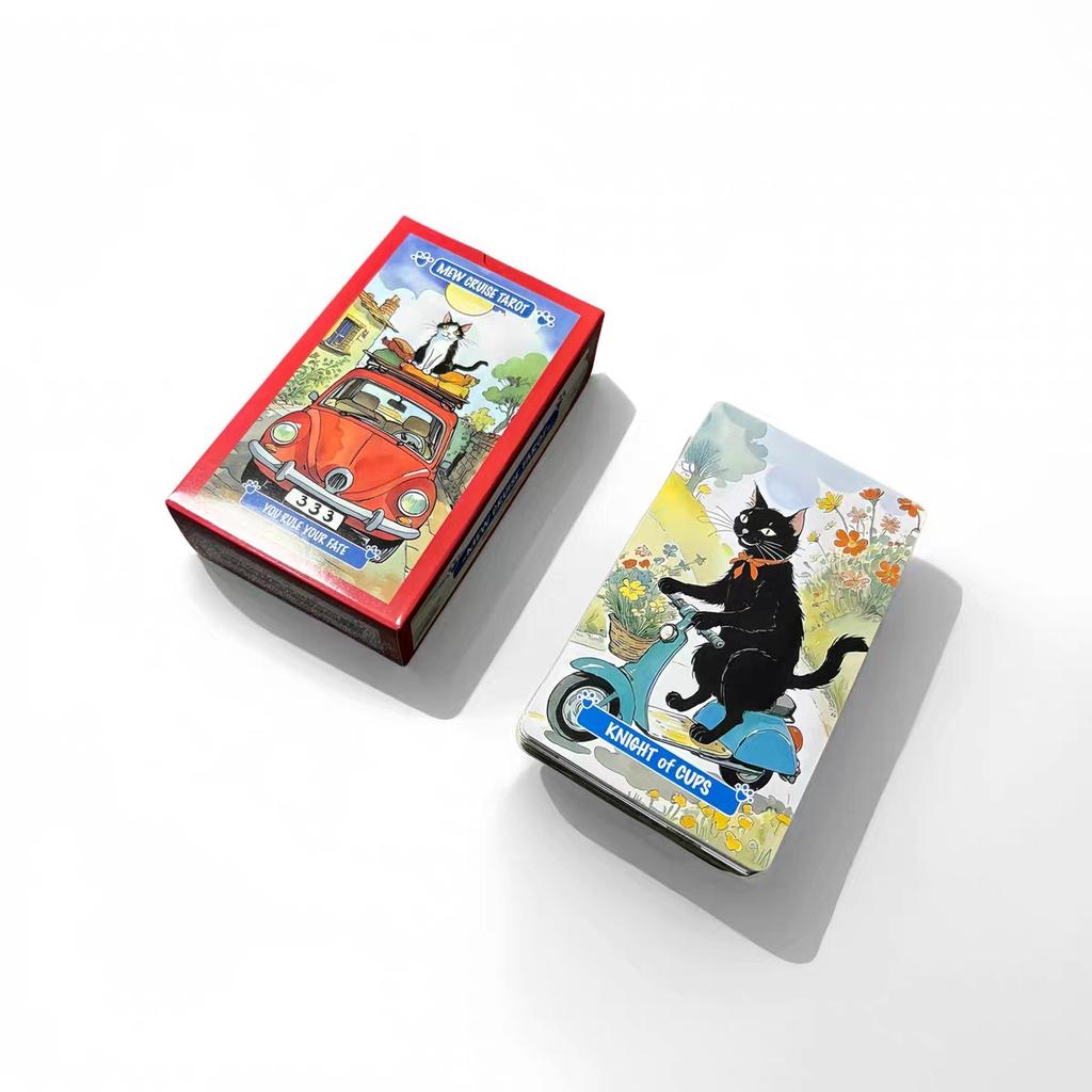 Mew Cruise Tarot Cards 10.3*6cm 78 Tarot Cards with Cute Cat Artwork, Divination Board Game for Cat Lovers and Beginners