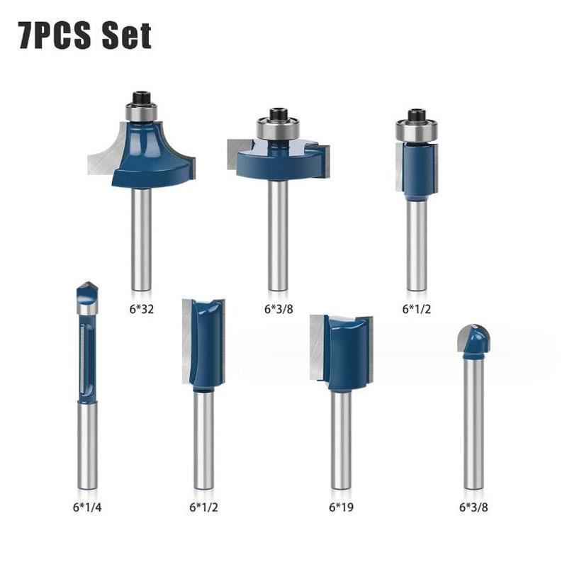 Набор фрез с хвостовиком 6 мм, обрезка, прямой круглый угол, коробка, фрезы для фаски, фрезы, карбид вольфрама, деревообрабатывающие инструменты