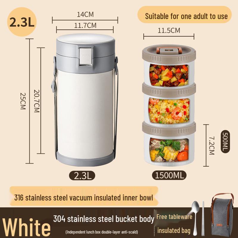 Многослойный термоланч-бокс из нержавеющей стали для офисных работников - Большой объем, длительное сохранение тепла, контейнер-бэнто