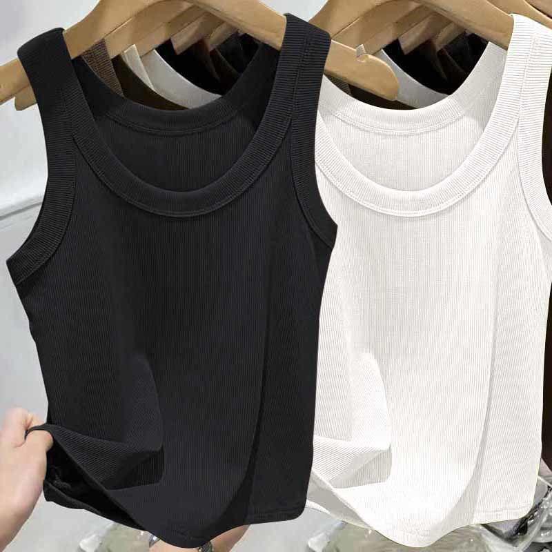 Женский топ на бретельках в рубчик из ледяного шелка с U-образным вырезом и бретельками для весны и лета