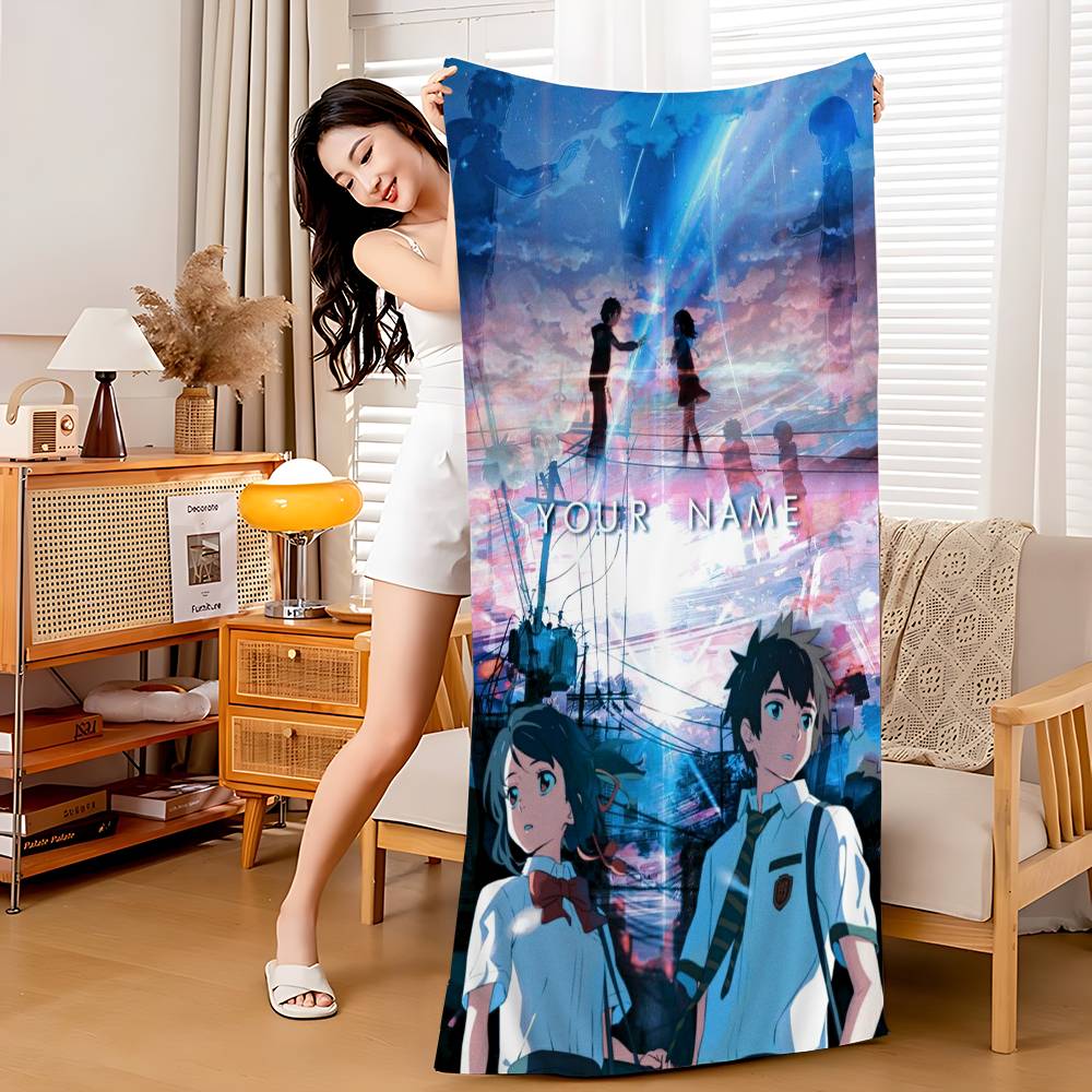 Anime Your Name Mitsuha Movie Microfiber Printed Beach Towel Mountain Climbing Yoga Beach Swimming Running Absorbent Soft Towel