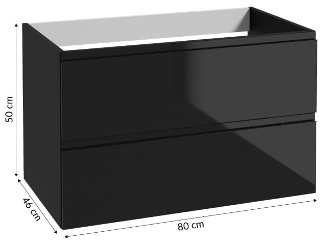 Szafka łazienkowa 80x50 cm wisząca czarny połysk z blatem Modus