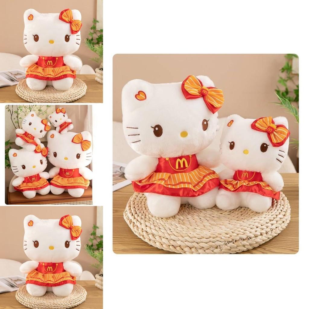 Очаровательная плюшевая кукла Китти в очаровательном красном платье, идеально подходящая для детских коллекций