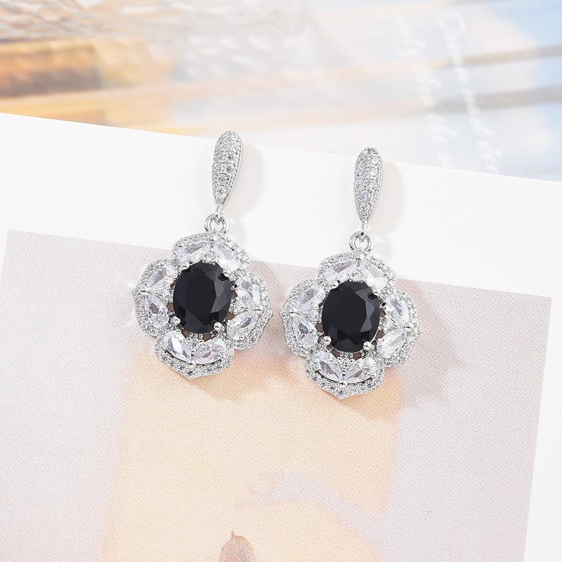 Light Luxury Fashion Temperament Full Diamond Earrings 925 Silver Needle Earrings Inlaid With Zircon Earrings, Multi-Color