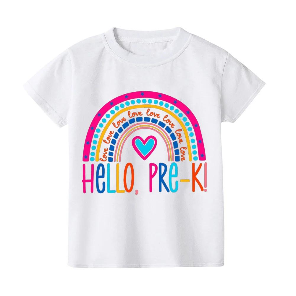 Hello Pre K Kids Shirt Boys Girls Cute Clothes First Day of School Tshirt Back To School Gift Preschool Shirt Toddler Shirt
