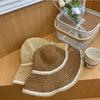 NEW Women's Summer Bucket Folding Straw Hat Panamas UV Protection Sun Visor Pearl Hat Seaside Beach Hat Tide Summer Hats