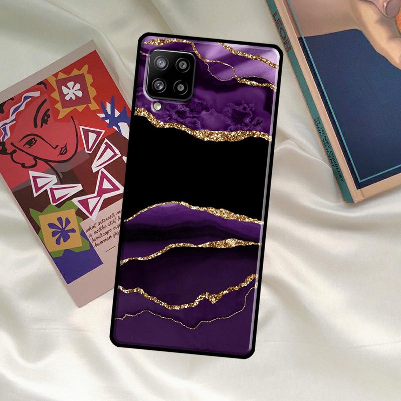 Teal Blue Gold Agate Marble Case For Samsung Galaxy A33 A13 A36 A56 A23 A52 A32 A12 A54 A34 A14 A16 A26 A53 A15 A35 A55