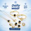 Fashion Trending 316 Stainless Steel Jewelry Set for Women 18k Gold Plated Jewelry Sets with Bracelets with Oval Black Stone