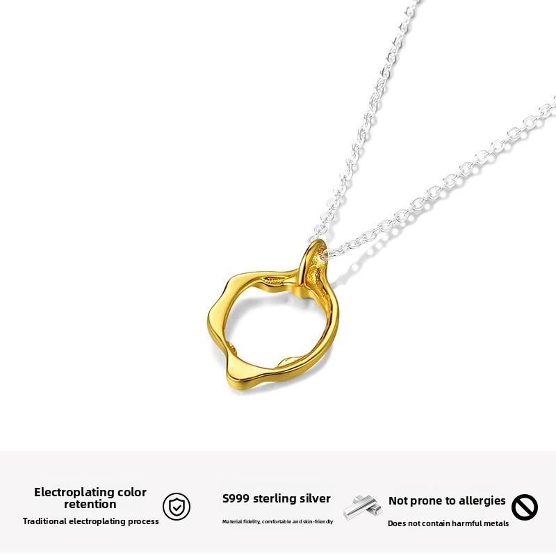 Collar de plata de ley con colgante irregular diseño minimalista elegante para mujer