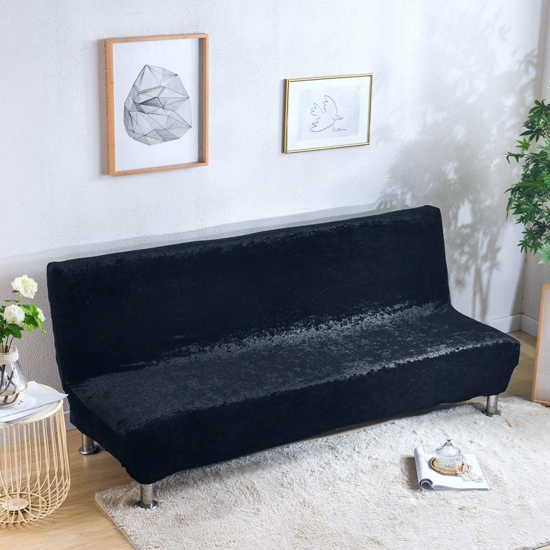 Futon Slipcover Armless Folding Sofa Cover Velvet Stretch Elastic Washable Couch Sofa Furniture Protector for Futon Moving Sofa Bed Without Armrests