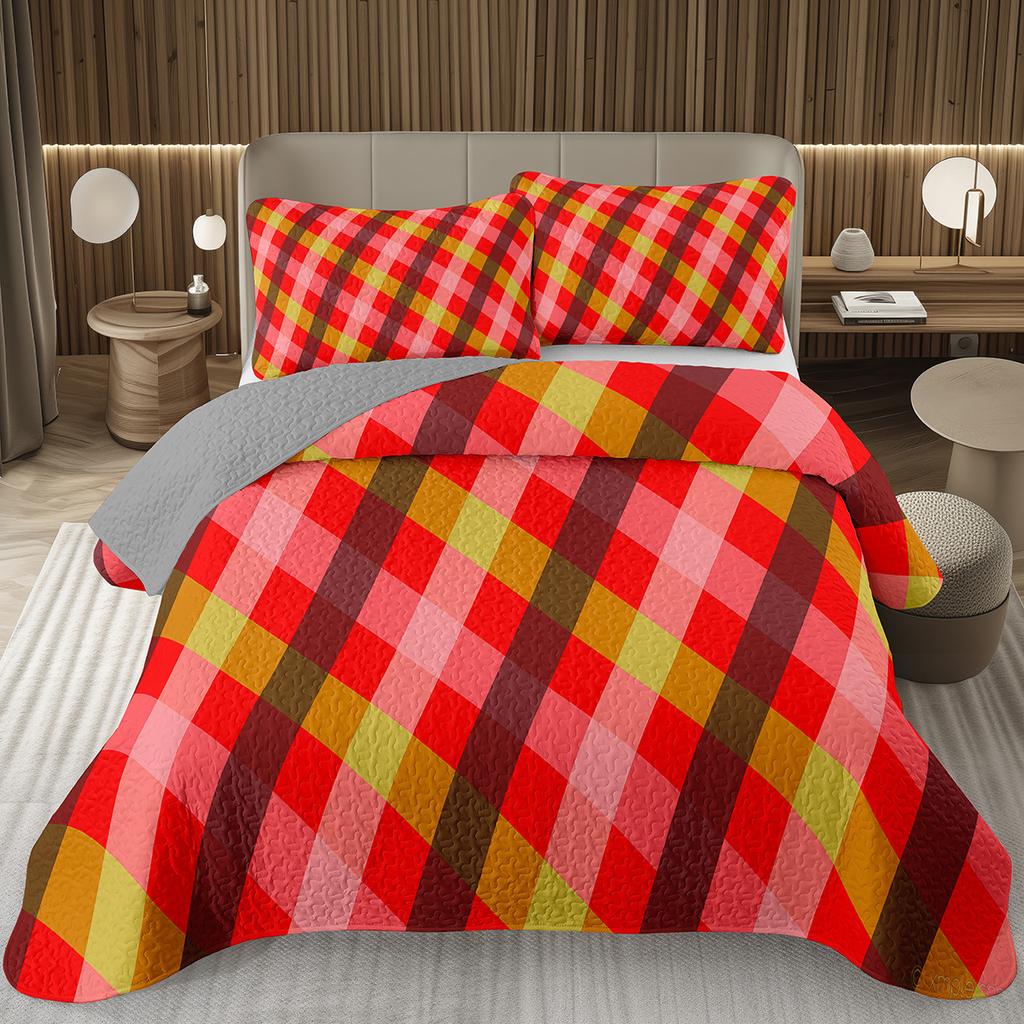 Геометрическое клетчатое покрывало Набор стеганого постельного белья Buffalo Plaid Клетчатый набор покрывал Твин Квин для детей Мальчиков Подростков