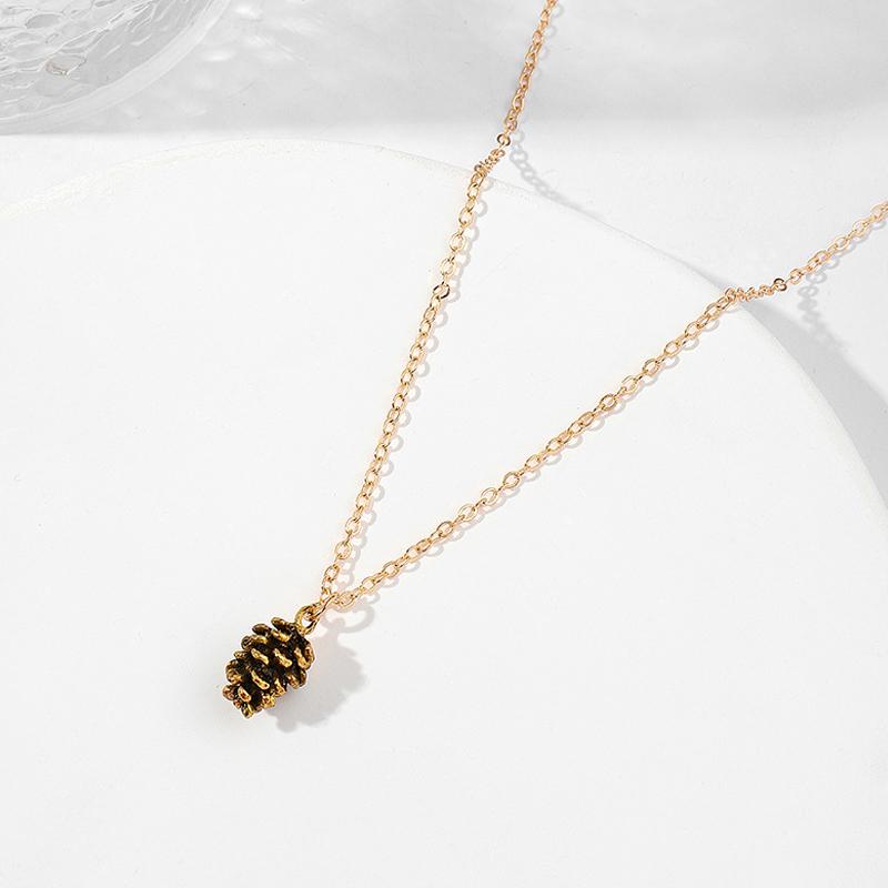 Простые винтажные серьги, ожерелье для женщин, образец кедрового ореха, серьги-гвоздики в виде шишки, ожерелье, ювелирные изделия