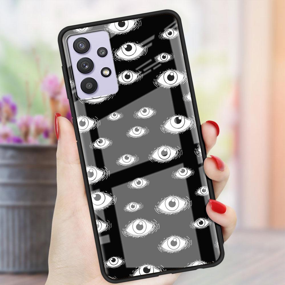 Стеклянный чехол со страшным лицом и глазами, смайликом для Samsung Galaxy A52 A71 A50 A51 A70 A21s A31 A72 A10 A12 A30 A22 5G, чехол для телефона