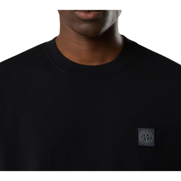 STONE ISLAND Мужская футболка с коротким рукавом и круглым вырезом с нашивкой-логотипом Черная K2S152100025S0115-V0029