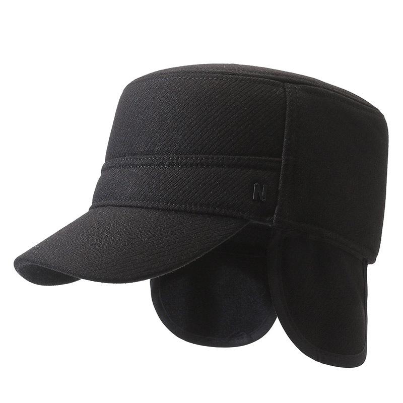 Мужская зимняя плоская кепка, бархатная толстая кепка, шерстяная хлопковая кепка, теплая кепка для защиты ушей для людей среднего и пожилого возраста