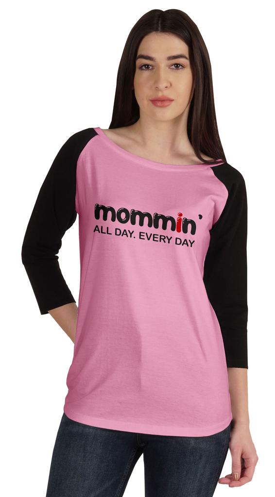 Inkmeso Футболка Mommin All Day Every Day Футболка с рисунком Mom Life Летняя футболка