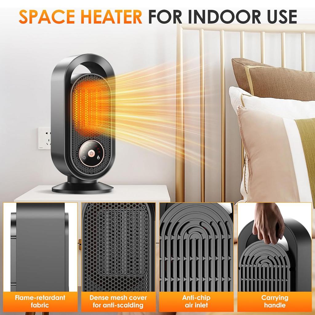 Domestic Heater 1500W Ceramic Heater 3s Fast Heating Overheat Protection Portable Quiet Mini Heater for Home Office Bedroom Use