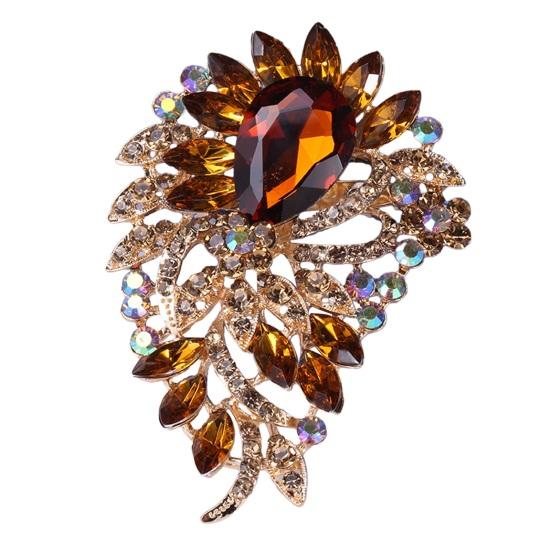Elegant Colorful Rhinestone Irregular Brooch Shape Vibrant Color Glass Pin Shawl Scarf Suit Collar Badge