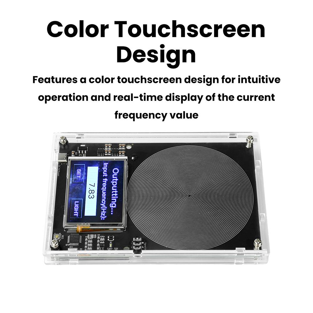 DC 5V Schumann Wave Generator 0.01-99999Hz Adjustable Frequency Touch Screen Audio Resonator with Case Type-C USB