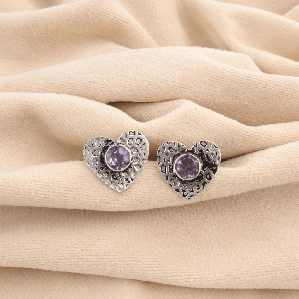 День сестер Распродажа Натуральный иолит Подарок на годовщину Серьги-пусеты Стерлинговое серебро EE-143-3