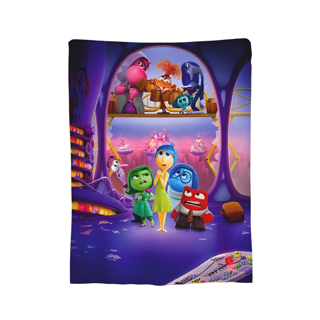 Inside Out Wool Blanket Cartoon Action Comedy Funny Throw Blankets for Sofa Bedding Lounge 125*100cm Rug Piece,