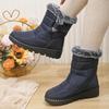Fashion Faux Fur Thick Plush Ankle Boots Women 2025 Waterproof Non-Slip Snow Boots Woman Hook Loop Keep Warm Cotton Padded Shoes Female